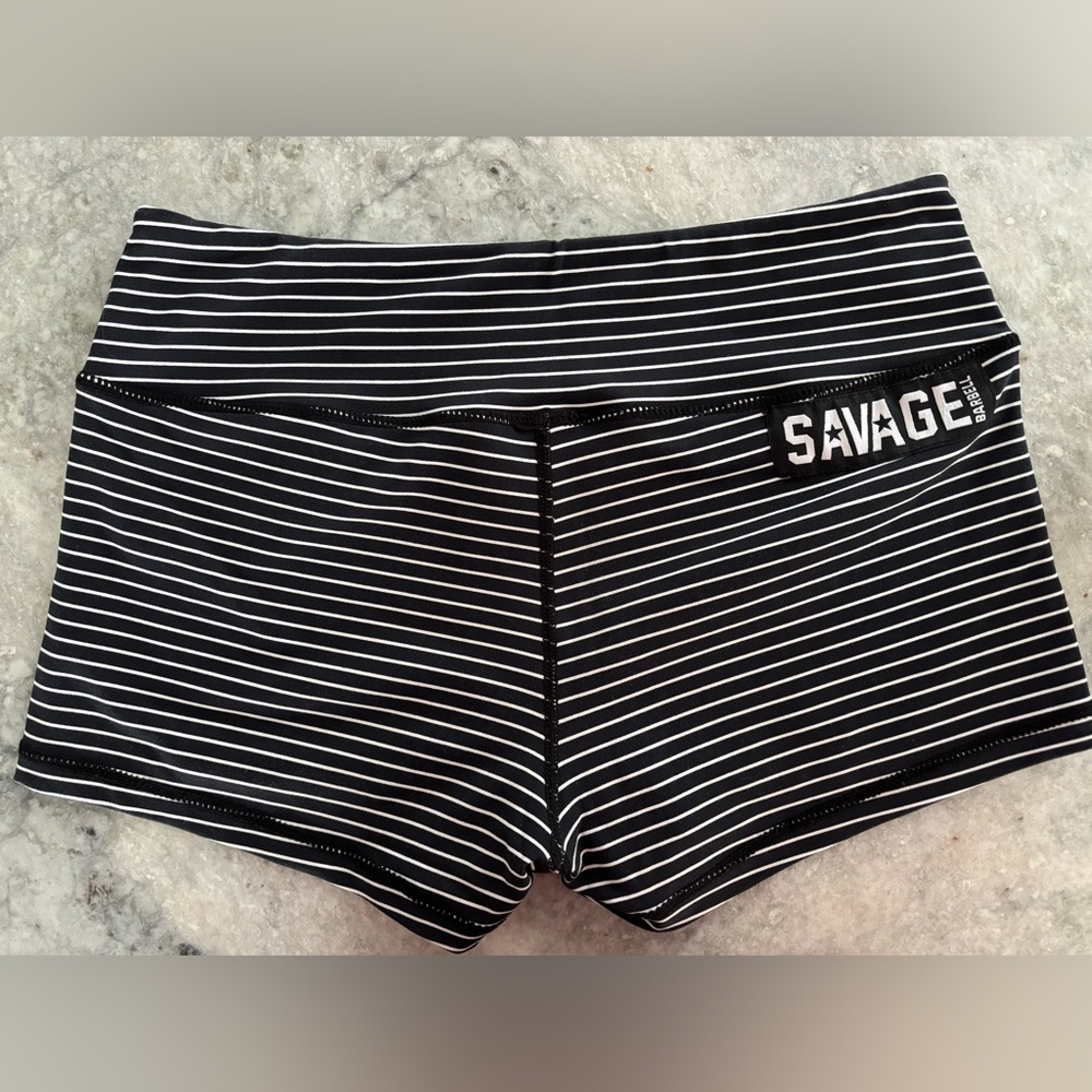Savage Barbell Striped Athletic Shorts